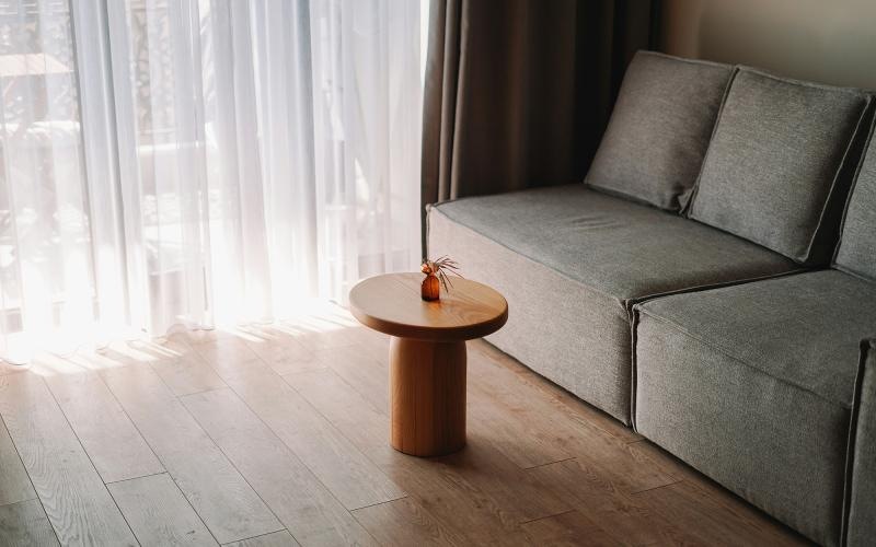 a couch and a coffee table